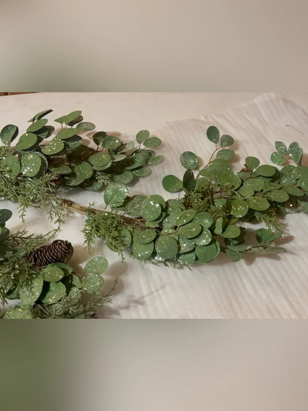 Green Glitter Eucalyptus and Pinecone Garland - Home Accents